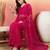 Pink embroidered net saree with unstitched blouse