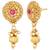 Women's gold rani pink faux stones studded necklace drop earrings