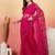 Pink embroidered net saree with unstitched blouse
