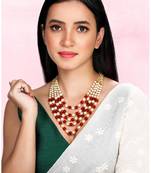 Maroon beads studded 5 layer necklace ethnic fashion jewellery for women