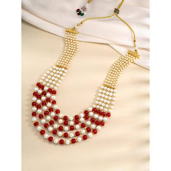 Maroon beads studded 5 layer necklace ethnic fashion jewellery for women 2