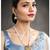Women's gold toned rani pink & green synthetic stone & beads studded long