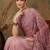 Pink floral embroidered net saree