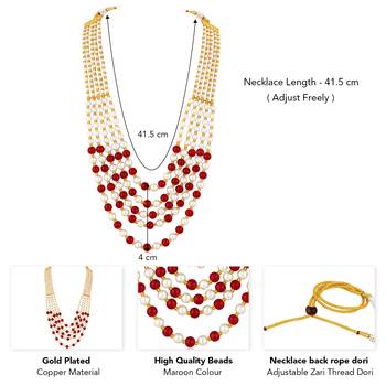 Maroon beads studded 5 layer necklace ethnic fashion jewellery for women 4