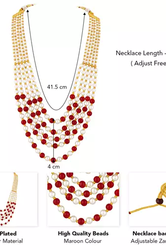 Maroon beads studded 5 layer necklace ethnic fashion jewellery for women
