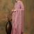 Pink floral embroidered net saree