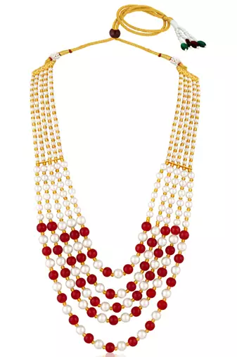 Maroon beads studded 5 layer necklace ethnic fashion jewellery for women