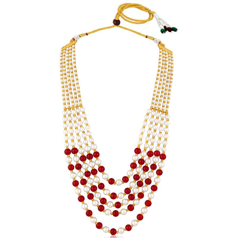 Maroon beads studded 5 layer necklace ethnic fashion jewellery for women