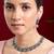 White synthetic stone studded choker necklace drop earrings