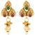Gold plated beads stone studded choker necklace with drop earring