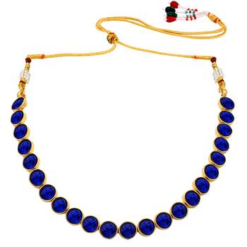 Women's synthetic stone studded blue necklace & drop earrings set jewelry for 3