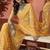 Yellow embroidered saree with blouse piece