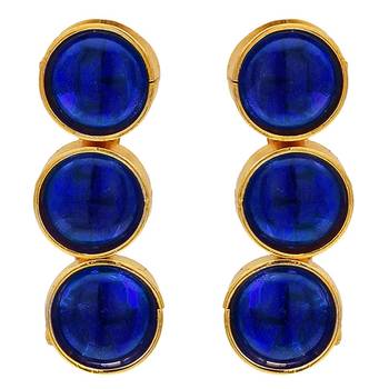 Women's synthetic stone studded blue necklace & drop earrings set jewelry for 5