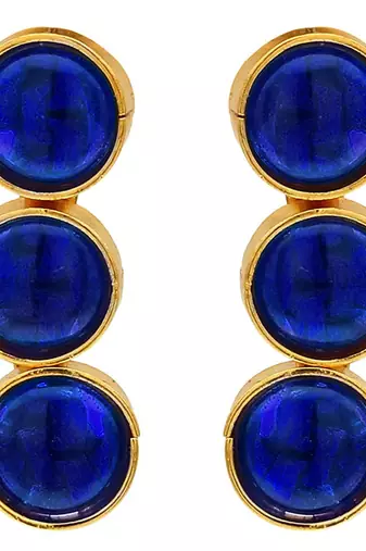 Women's synthetic stone studded blue necklace & drop earrings set jewelry for