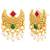 Women's ethnic ruby emerald beads studded necklace earrings set for women