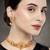 Beaded chain floral choker necklace with earrings jewelry set