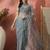 Grey embroidered saree with blouse piece