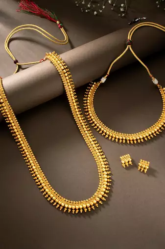 Gold plated maharani haar necklace with earrings south festive wear