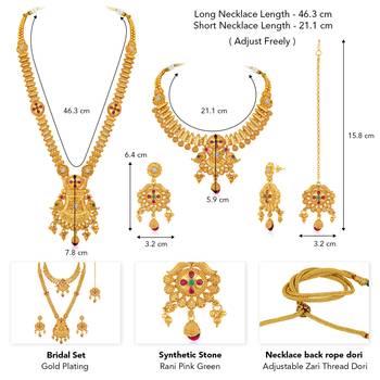 Synthetic stone studded south indian style jewelry set (multicolor 1) 4