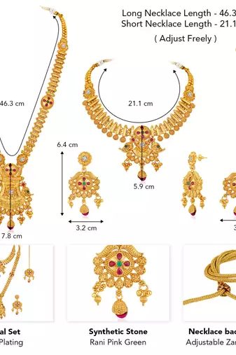 Synthetic stone studded south indian style jewelry set (multicolor 1)