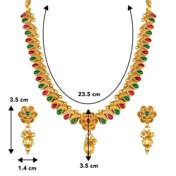 Indian traditional bollywood necklace earrings jewelry set ethnic red 4