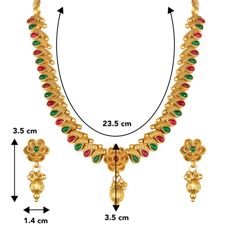 Indian traditional bollywood necklace earrings jewelry set ethnic red