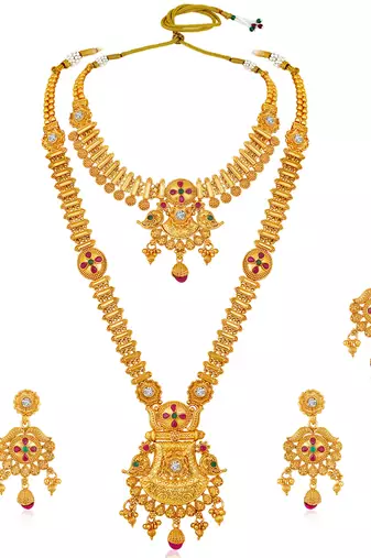 Synthetic stone studded south indian style jewelry set (multicolor 1)