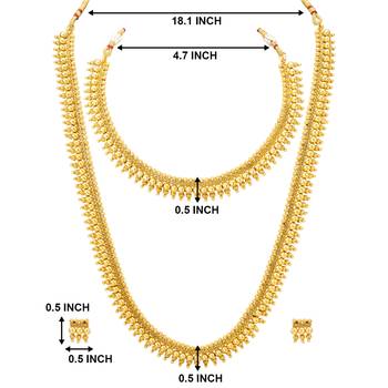Gold plated maharani haar necklace with earrings south festive wear 4