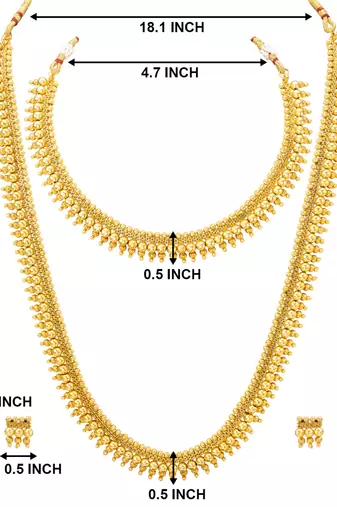 Gold plated maharani haar necklace with earrings south festive wear