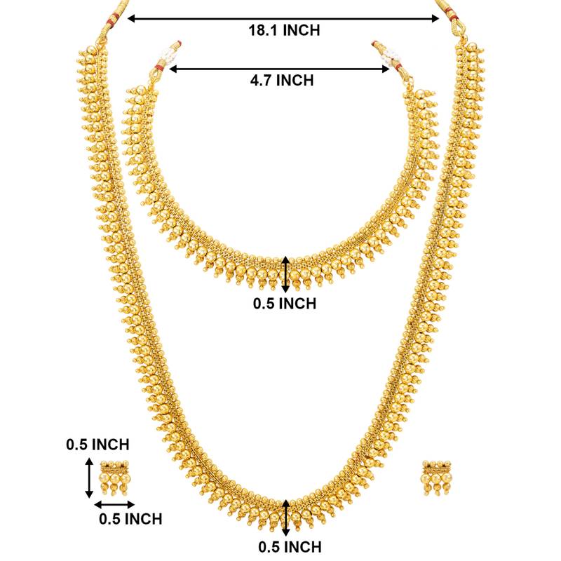 Gold plated maharani haar necklace with earrings south festive wear