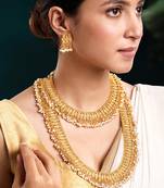 Gold plated beads studded maharani haar long necklace short necklace