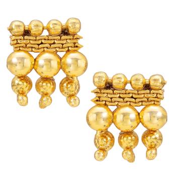 Gold plated maharani haar necklace with earrings south festive wear 5
