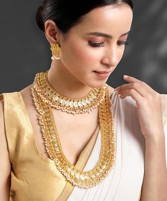 Maharani haar beads studded long necklace short necklace & drop 1