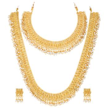 Gold plated beads studded maharani haar long necklace short necklace 3