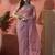 Lavender floral embroidered saree with blouse piece