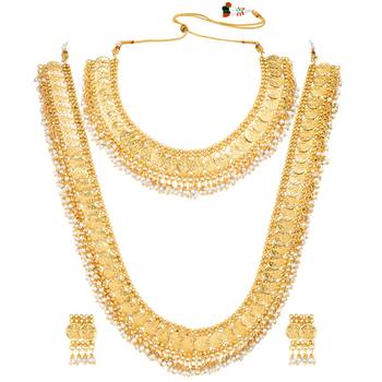 Maharani haar beads studded long necklace short necklace & drop 3