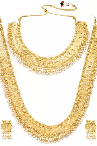 Maharani haar beads studded long necklace short necklace & drop
