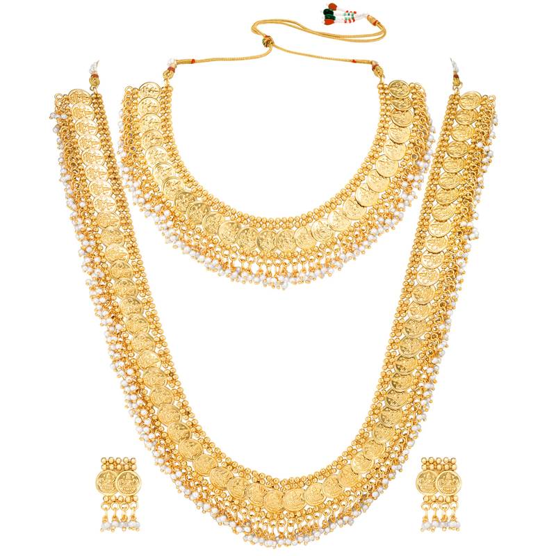 Maharani haar beads studded long necklace short necklace & drop