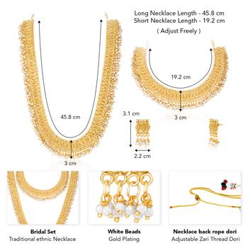 Gold plated beads studded maharani haar long necklace short necklace 4