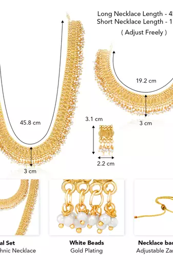 Gold plated beads studded maharani haar long necklace short necklace