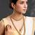 Gold plated red green choker long necklace and earrings set maharani