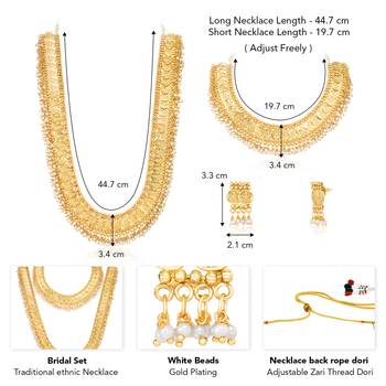 Maharani haar beads studded long necklace short necklace & drop 4