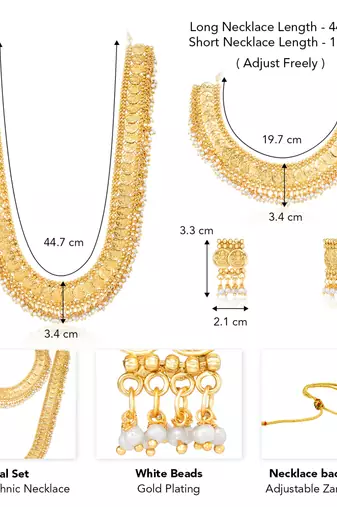 Maharani haar beads studded long necklace short necklace & drop