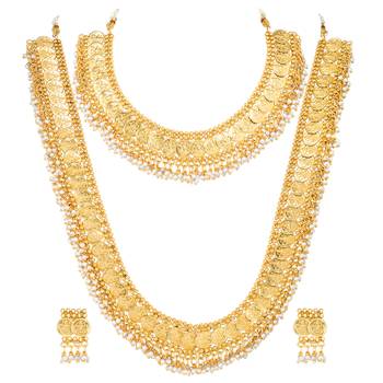Maharani haar beads studded long necklace short necklace & drop 5