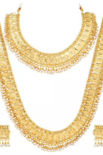 Maharani haar beads studded long necklace short necklace & drop