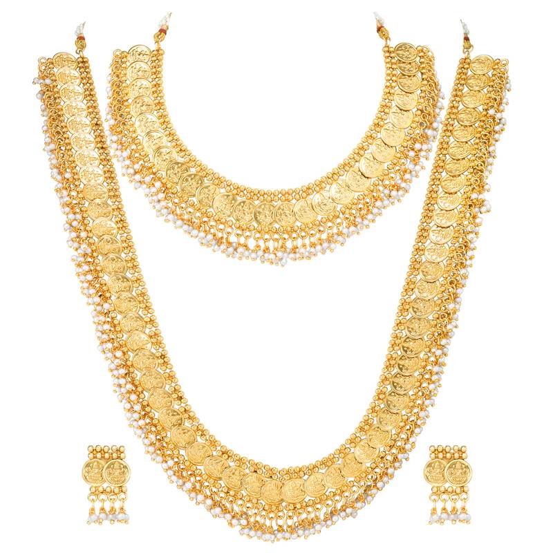 Maharani haar beads studded long necklace short necklace & drop