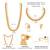 Gold plated choker long necklace and earrings set maharani haar