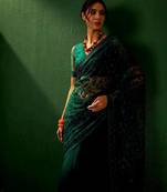 Teal embroidered sarees
