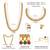 Gold plated red green choker long necklace and earrings set maharani