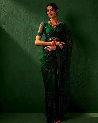 Teal embroidered sarees 2